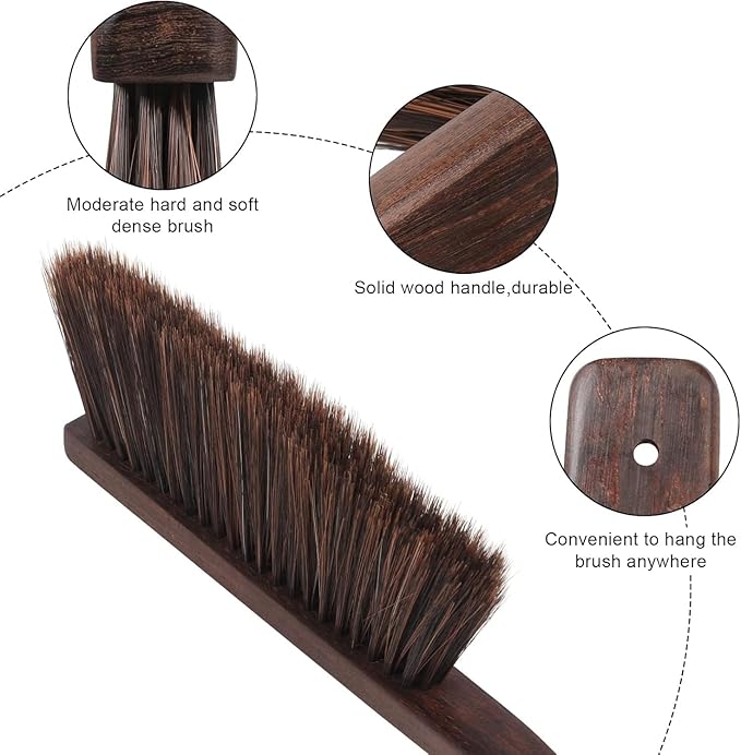 Yangbaga 3pcs Metal Dustpan and Brush Set, 17In Extra Large Handheld Dust Pan and Wood Broom,Heavy-Duty Dust Pans Metal Edge Flat Against Floor for Patio/Pet/Car/Outdoor