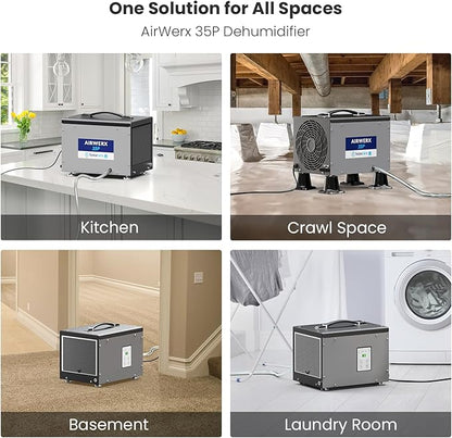 BaseAire Crawlspace Dehumidifier with Pump, Energy Star Compact Dehumidifiers for Commercial and Basement with Drain Hose, 70 PPD, Auto Defrost, GLGR Technology, Up to 1000 Sq Ft