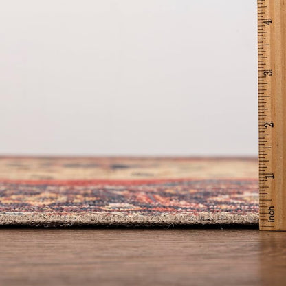 Keen Home Design 9x12 Rug - Machine Washable Area Rug with Non-Slip Backing, Ideal for Living Room, Dining Room, Bedroom - Vintage, Easy Clean, Durable, Low Pile Rug - (9' x 12')