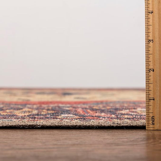 Keen Home Design 9x12 Rug - Machine Washable Area Rug with Non-Slip Backing, Ideal for Living Room, Dining Room, Bedroom - Vintage, Easy Clean, Durable, Low Pile Rug - (9' x 12')