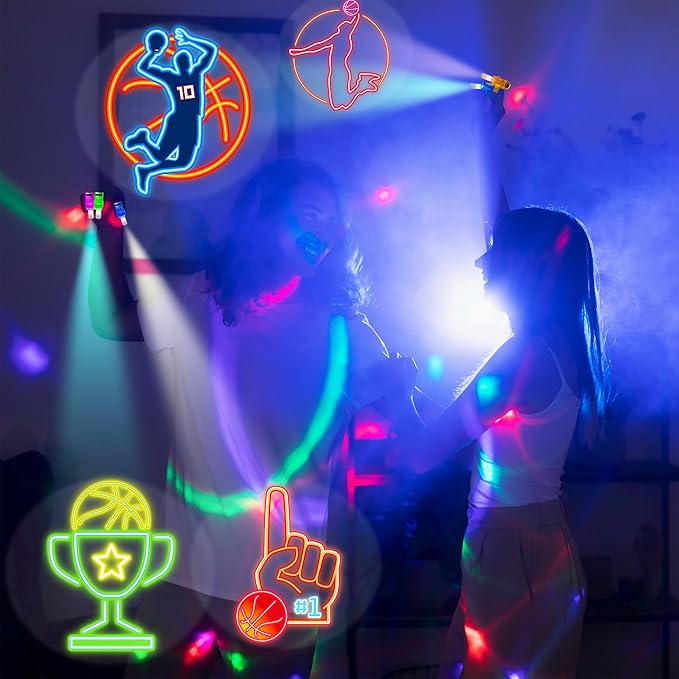 24PCS Basketball Party Favors-LED Finger Lights：Glow-in-the-Dark Light-Up Toys Bulk for Kids, Basketball Theme Birthday Party Decorations Supplies, Goodie Bags stuffers, Classroom Prizes, Fun Gifts