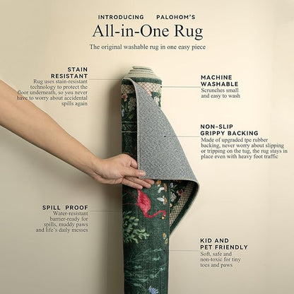 Washable Kitchen Rug Runners for Hallways: 2'x6' Bedroom Runner Rug Non Slip Low-Pile Stain Resistant Carpet Runner for Indoor Entryway Hallways Kitchen Laundry Room Beside Farmhouse