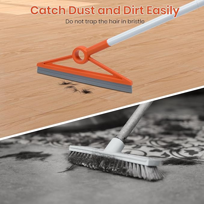 MAVRIZ Air Broom with Removable Rubber Strip and Brush Bristle, Silicone Broom for Indoor Cleaning, Multifunctional Floor Squeegee for Dust, Hair, Liquids