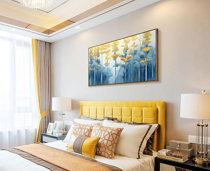ARTZON Large Framed Canvas Wall Art for Living Room Modern Abstract Blue Yellow Tree Inspirational Art Print Forest Big Picture Horizontal Landscape Artwork Above Bed Decor Bedroom Office 48"x24"