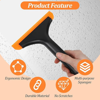 Small Silicone Squeegee, 5.9 Inch Window & Shower Glass Door Cleaner, Auto Water Blade with Non-Slip Handle for Car Windshield, Mirror & Countertop (Black)