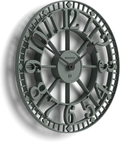 NEWGATE® Warehouse Wall Clock | Skeleton Clock | 16 inch | Asparagus Green with Black Hands | Contemporary Vintage Style for Kitchen, Living Room or Office
