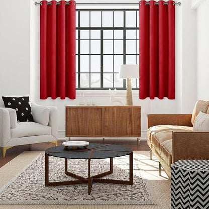 DWCN Red Curtain 63 Inches Long, 70 Wide Inch Blackout Drapes for Bedroom, Solid Thermal Living Room Panels - Red, W70 x L63 Inch, Set of 2