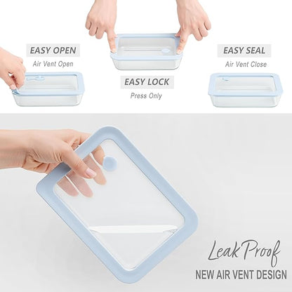 Urban Green Glass Food Container Set with Glass Lid, 4 Pack, Food Storage Containers with Airtight Lid, LeakProof, 100% Plastic Free, Meal Prep Container Set