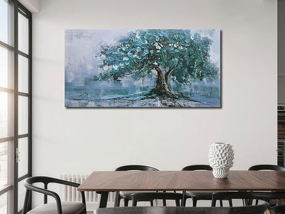 Ardemy Tree Canvas Wall Art for Living Room Teal Tree of Life Bedroom Pictures Paintings Wall Decor Large Artwork for Walls Home Office Dining Room Kitchen, 40"x20"