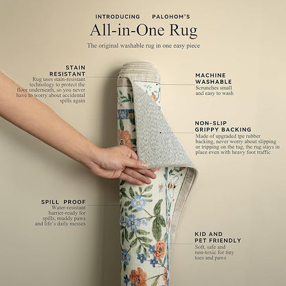 Machine Washable Rugs for Living Room: 6x9 Area Rugs for Bedroom Vintage Stain Resistant Non Slip Low Pile Lightweight Soft Carpet for Dining Room Kitchen Farmhouse Kids Room Nursery Indoor