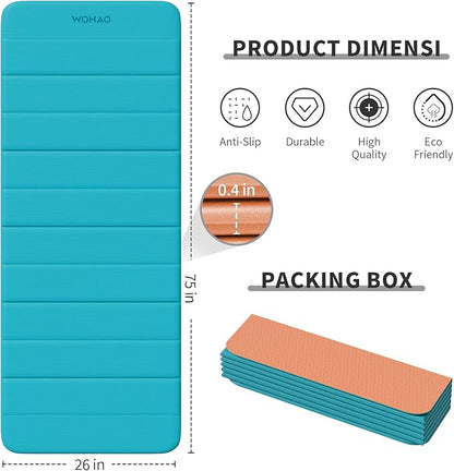 12-Fold POE Yoga Mat 75x26x0.4 Inches – Non-Slip, Compact & Workout-Friendly for Yoga, Pilates, Strength Training & Meditation