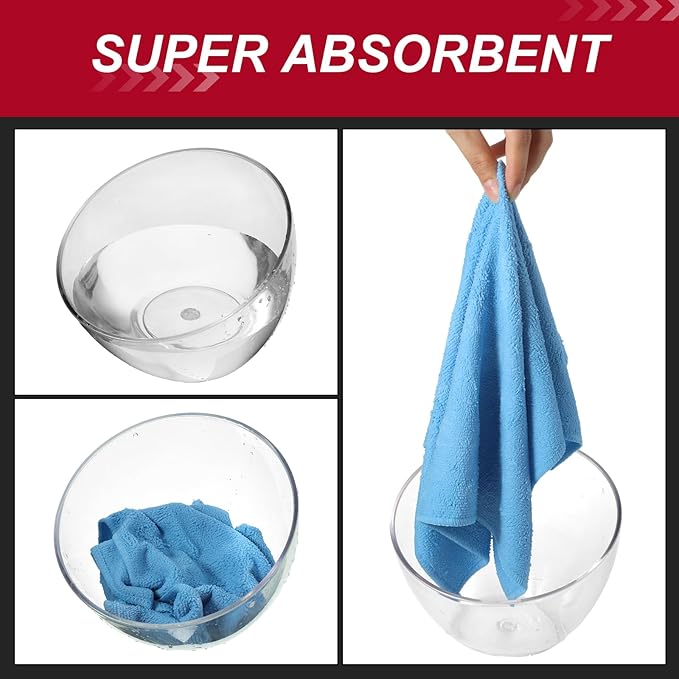 200 Pcs Microfiber Cleaning Cloth 16x16 Inch Microfiber Towels for Car Ultra Absorbent Cleaning Rags Reusable Lint Free Streak Free Detailing Towel for Car Washing Drying Dusting (Blue)