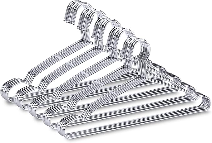 TIMMY Clothes Hangers 50 Pack Heavy Duty Stainless Steel Metal Hangers-16.5 Inch Ultra Thin Space Saving