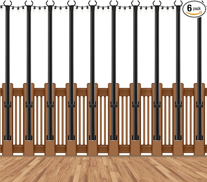 5 Ft String Light Poles 10 Pack, String Light Poles for Outside with Fixing Clips,Hanging Light Poles for Deck Fence Garden Backyard Wall Bistro,Metal Poles for Outdoor String Lights