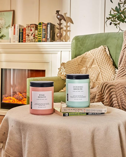 M&SENSE Candle Oceanic Breeze Scented, 19.4oz 110 Hour Long Lasting 2 Wick Pineapple & Mango Scent Natural Soy Candles for Home Scented for Stress Relief & Women/Men