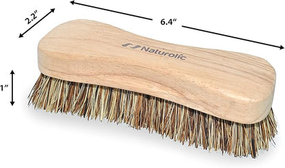 All-Natural Wooden Scrub Brush Set | Wooden Handle | Tampico and Palmyra bristles | Eco Friendly Cleaning Products | Pack of 2