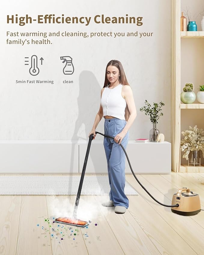 Steam Cleaner for home, 293°F 58 PSI Powerful Multipurpose Steam Mop for Home Use, 50Oz Capacity, Heavy Duty Steamer for Carpets, Handheld Steamers, Floors, Cars, Tiles, Crack Cleaning, Titanium