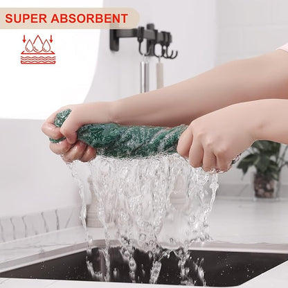 Kitinjoy 100% Cotton Waffle Weave Kitchen Towels, 4-Pack Super Soft and Absorbent Dish Towels for Drying Dishes, Kitchen Hand Towels, 13 in x 28 in, Dark Green