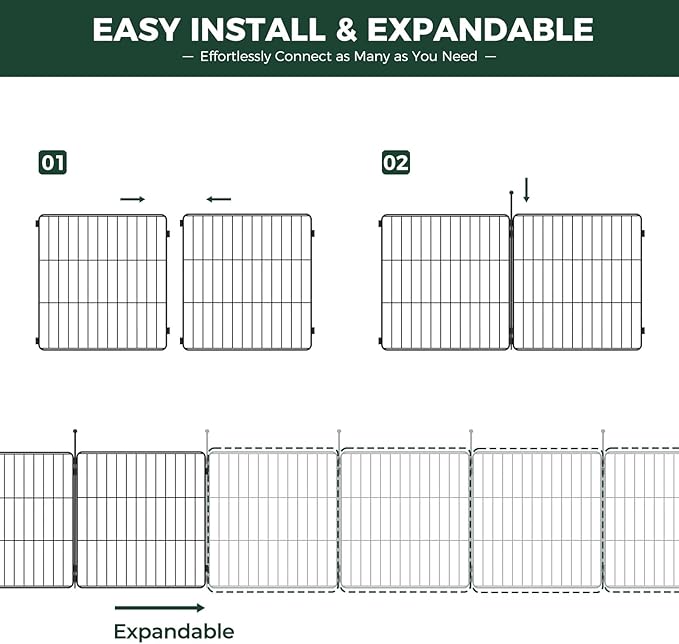 FXW MiniPaws Unleashed Dog Playpen for Yard & RV Camping, Expandable 32-inch 16 Panels for Small and Medium Dogs, Portable for Indoor and Outdoor Use