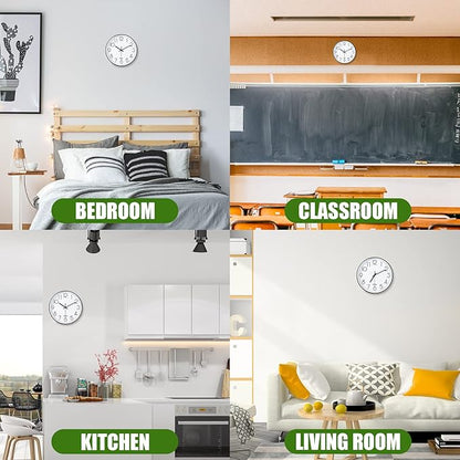 Wall Clock 12 Inch Wall Clocks Non-Ticking Battery Operated with Stereoscopic Dial Ultra-Quiet Movement Quartz for Office Classroom School Home Living Room Bedroom Kitchen