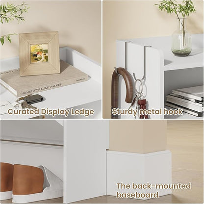 Shoe Cabinet Organizer with 2 Flip Drawers，Freestanding Shoe Rack Cabinet, Shoe Cabinet Storage for entryway, Foyer, Hallway, White, 31.5" W
