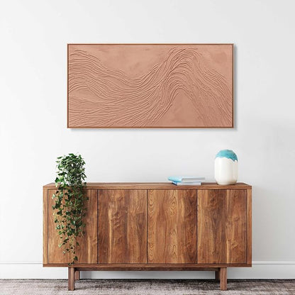 Framed Wall Art Abstract Canvas Hand Painted Wall Decor Artwork Reddish Brown Variational Texture Minimalist Modern Art For Living Room Bedroom Dining Room Home Office Decor 20x40 Inch