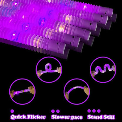 Purple Glow Sticks Pop Tubes, 24PCS Mardi Gras Party Favors, Light Up Necklaces & Bracelets Accessories Decorations, Glow Birthday Wedding Carnival Valentines Day Party Supplies for Kids & Adults
