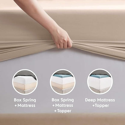 Nestl Twin Sheet Set - 1800 Ultra-Soft Microfiber Twin Bed Sheets - Double Brushed - Deep Pockets - Easy Fit - Extra Soft - 3 Piece Set - Bedding Sheets & Pillowcases (Twin, Beige Cream)