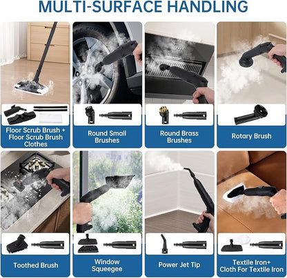 Steam Cleaner, Powerful Heavy Duty Canister Steamer with 34 Accessories, Steam Mop with 16.4 Ft Extra-Long Power Cord for Home Floor Cleaning, Grout, Upholstery, Car Detailing
