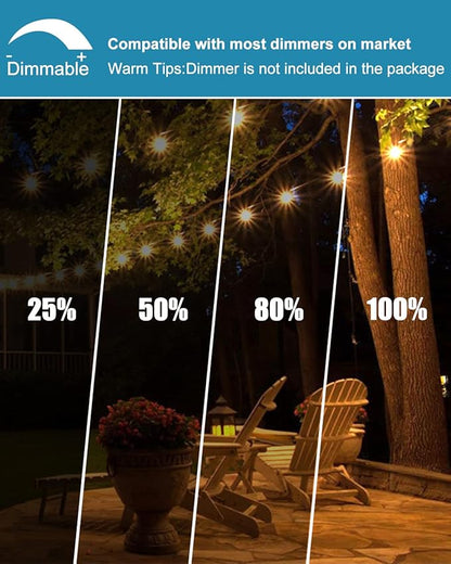 Lightdot 96FT (2x48FT) Outdoor Led Patio Lights,Led String Lights with Shatterproof Edison Vitage Bulbs, Commercial Grade Hanging Light for Patio Cafe Bistro Backyard