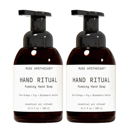Muse Apothecary Hand Ritual - Aromatic and Nourishing Foaming Hand Soap, Infused with Aromatherapy Essential Oils - USDA Certified Biobased - 11.5 oz, Cara Orange + Fig + Blackberry Vanilla, 2 Pack