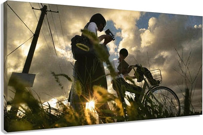 Sunset Meadow Canvas Wall Art Painting Home Modern Artwork Decorations Framed for Living Room Bedroom Office 40x20 Inch(24x12 Inch) (Asian, Color2, 40L x 20W)