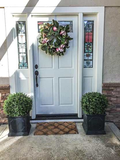 Artificial Boxwood Ball Topiary Tree, Set of 2 Boxwood Ball-Shaped Artificial Topiary, for Porch Outdoor or Indoor