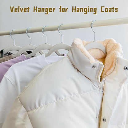 Gray Velvet Hangers 30 Pack, Anti-Slip Slim Space Saving Hangers with 360° Swivel Hook, 17.7 Inch Velvet Clothes Hangers for Coats,Sweater,Jackets,Dresses, Shirts, Suits & T-Shirts (Gray, 30)