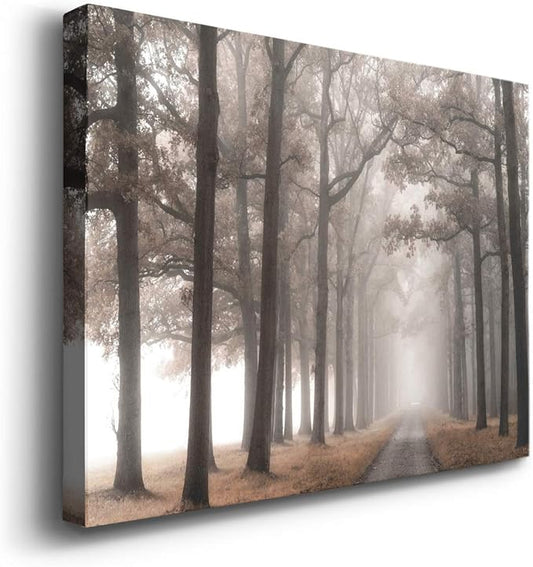Wexford Home Decor Landscape Canvas Wall Art Abstract Floral Painting Modern Pictures Artwork Decoration for Living Room Kitchen Bathroom Office, Ready to Hang, misty road, 18x27