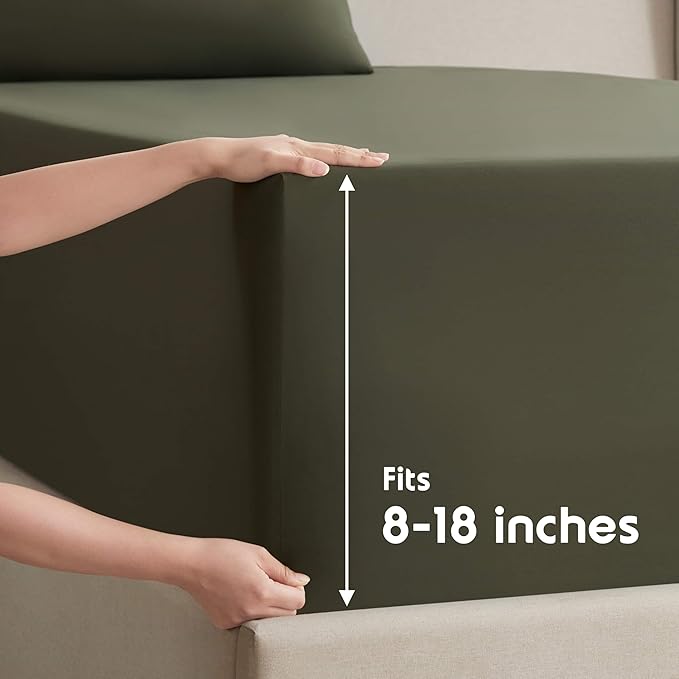 Nestl King Sheet Set - Luxury 1800 Ultra-Soft Microfiber King Bed Sheets - Double Brushed - Deep Pockets - Easy Fit - 4 Piece Set - Bedding Sheets & Pillowcases (King, Olive Green)