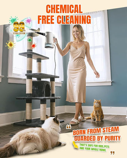 Steam Cleaner for Home, 15s Fast Heat Up Handheld Steam Cleaner with 650ML Larger Capacity, Adjustable Portable Steamer for Cleaning Grout, Car, Couch, Furniture, Kitchen, Bathroom