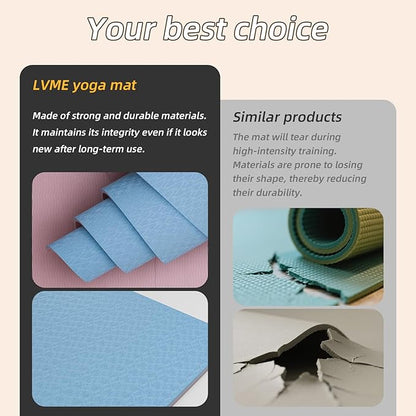 Yoga Mat Non Slip, Anti-Tear 1/4 Thick TPE Yoga Mats for Women and Men, a stylish and practical dual-tone yoga mat.72"x24" Exercise & Fitness Mat with Carrying Strap, Workout Mats for Yoga, Pilates and Floor Exercise