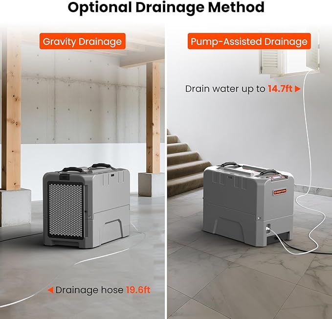 Abestorm Smart WiFi LGR85 Commercial Dehumidifiers with Pump, 180 PPD Industrial Dehumidifier for Basement, Crawl Space, Warehouse, Auto Defrosting, APP Control, 5 Years Limited Warranty