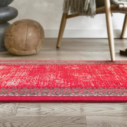Antep Rugs Alfombras Bordered Modern 2x4 Non-Slip (Non-Skid) Low Pile Rubber Backing Kitchen Area Rug (Red, 2'3" x 4')