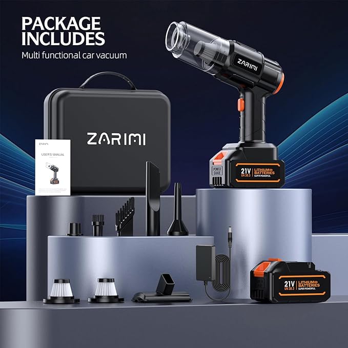 Car Vacuum Portable Cordless, 40,000Pa High Power Dust Buster, 6-in-1 Handheld Vacuum Cleaners for Home, Car, Pet Hair, Keyboard, Black