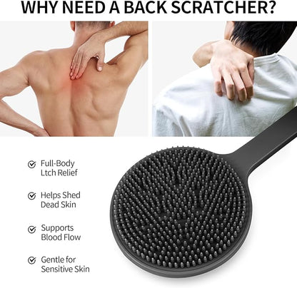 Back Scratcher, 2PackGifts for Men Back Scratcher ， 2025 New with 2 Silicone Scratch Surface, Deep Back Scrubber for Men/Women, Long Handle Backscratchers for Adults