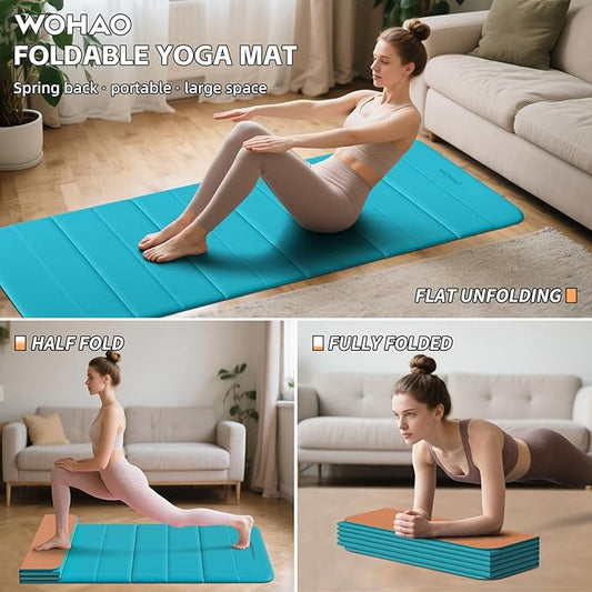12-Fold POE Yoga Mat 75x26x0.4 Inches – Non-Slip, Compact & Workout-Friendly for Yoga, Pilates, Strength Training & Meditation