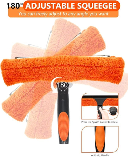26FT Reach Window Squeegee for Window Cleaning Kit with 5-19 Foot Telescoping Extension Pole, 2 in 1 Window Squeegee, Cobweb Duster, Dust Kit Window Washing Kit for Car, Shower Glass Door