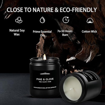 Scented Candles for Men, 4 Pack Candles for Home - Gifts for Men - 28oz 200 Hour Long Lasting Scented of Cedar Oakmoss/Pine & Clove/Magnolia & Sandalwood/Amber Patchouli