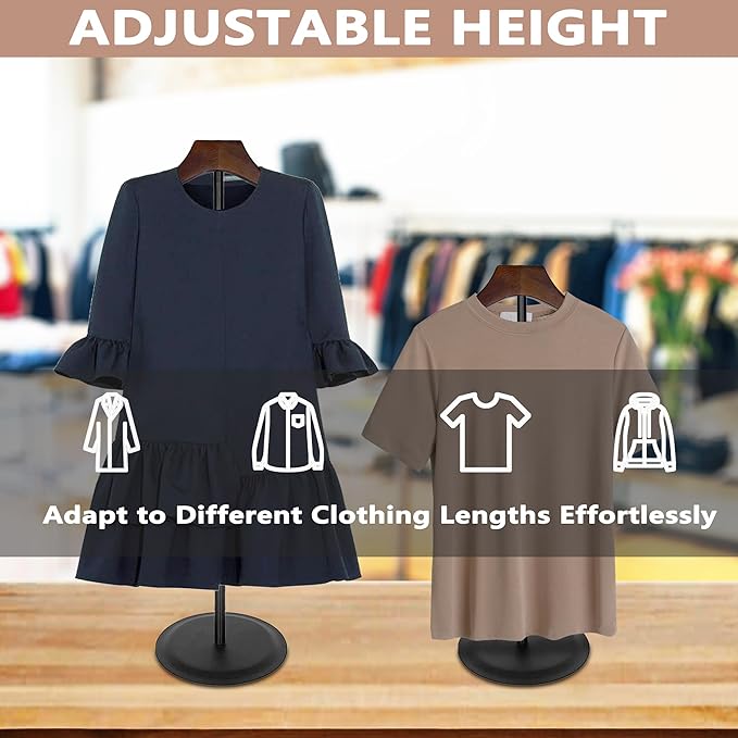 4 Pack Shirt Display Stand 35" Height Adjustable Shoulder Stand Shirt Rack, T Shirt Display Stand for Shops, Steaming Clothes Holder, Black