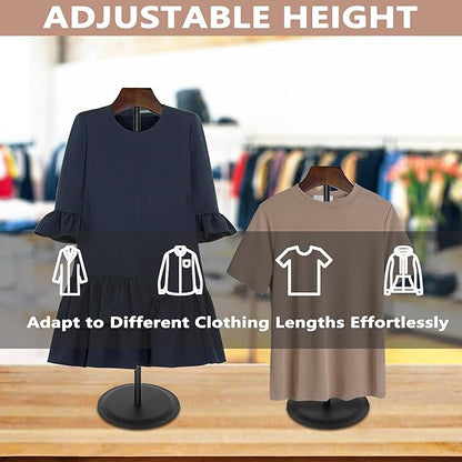 2 Pack Shirt Display Stand 35" Height Adjustable Shoulder Stand Shirt Rack, T Shirt Display Stand for Shops, Steaming Clothes Holder, Black