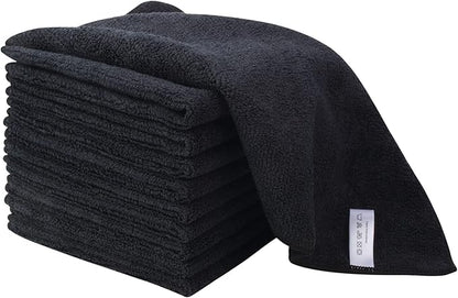 KinHwa Microfiber Dish Cloths for Washing Dishes Ultra Absorbent Dish Rags Fast Drying Kitchen Wash Clothes 12inch x 12inch 10 Pack Black