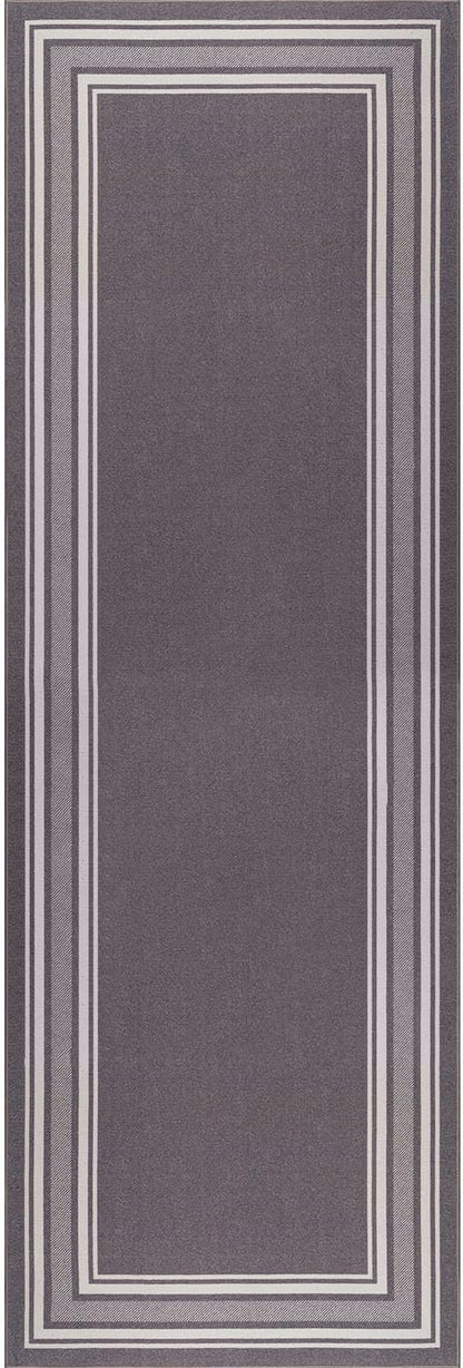 Modern Bordered Non Slip Indoor Runner Rugs for Living Room 2x7 Area Rugs for Kitchen, Rug for Bedroom, and Hallway, Stain Resistant Easy Cleaning Non Shedding Gray 2 x 7