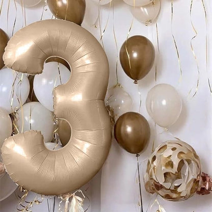 Nude Number 1 Balloons, 40 Inch Tan 1st Birthday Foil Balloon for Boys Girls, Giant Self Inflating Apricot Helium Foil Number Balloons 0-9 for Women Men 1st 11th Anniversary Party Decorations Supplies
